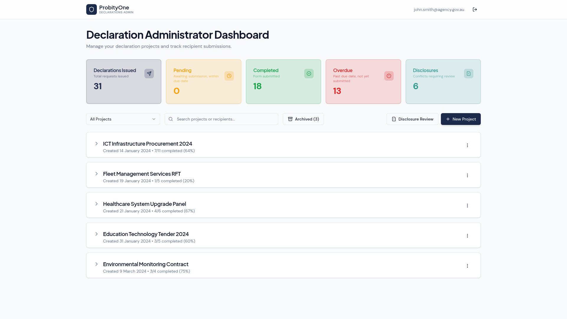 Probity One — Secure CoI Declarations for Government
